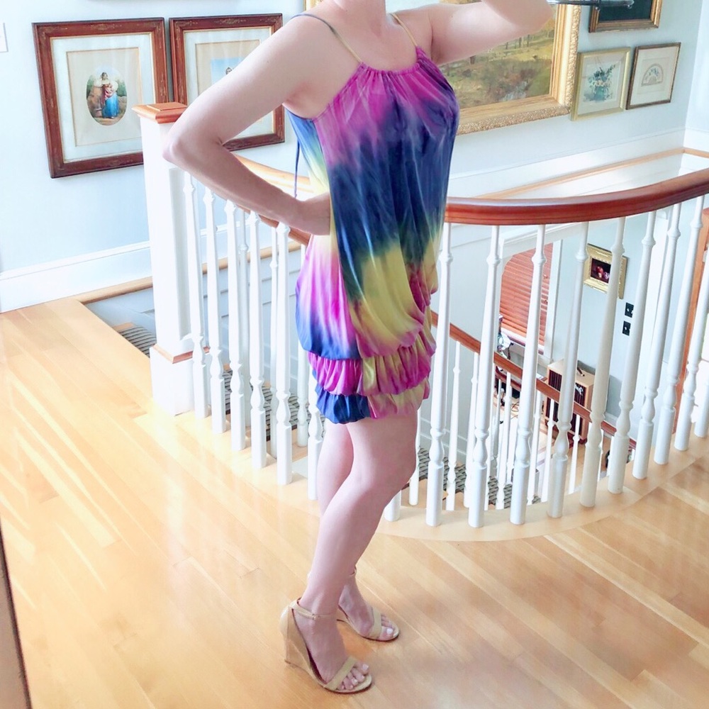 ❌SOLD❌ ★LIKE NEW★ Tie Dyed Mini Dress, PINK YELLOW PURPLE - Picture 8 of 14